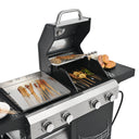 2+2 multifunctional gas barbecue grill and covered grill combination for outdoor cooking - barbecue, barbecue, pizza.