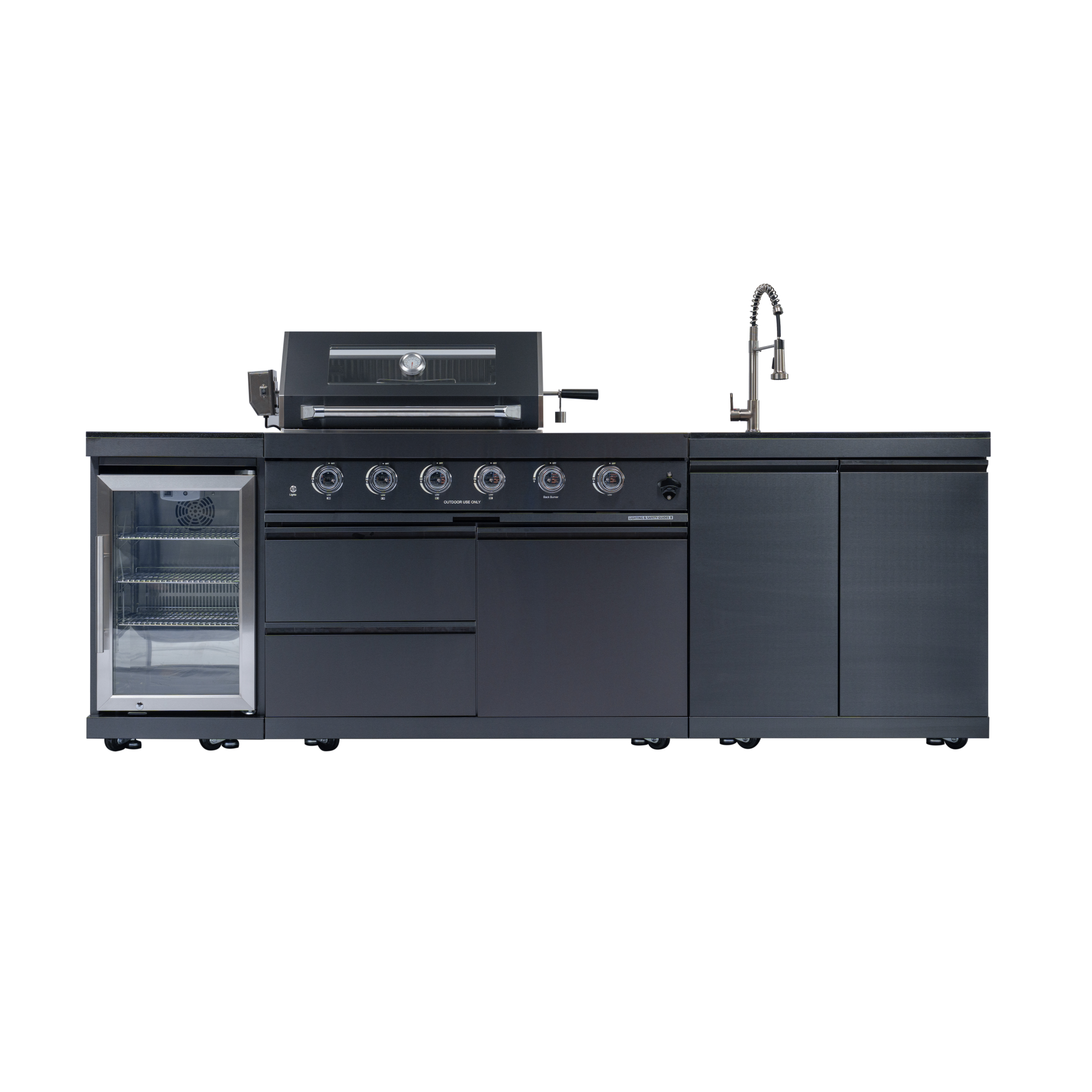 NG 104" 4-Burner 72,000 BTU Black Outdoor Kitchen Island Grill Rotisserie