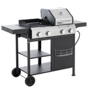 2+2 multifunctional gas barbecue grill and covered grill combination for outdoor cooking - barbecue, barbecue, pizza.