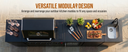 104" 4-Burner 72,000 BTU Black Outdoor Kitchen Bar Barbecue Island Grill + Wine Cooler + Sink