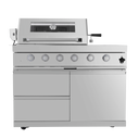 104" 4-Burner 72,000 BTU Silver Outdoor Kitchen Island Grill  with Storage Cabinets & Drawers