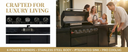 102" 6-Burner 85,000 BTU Black Outdoor Kitchen Island Grill + Refrigerator + Marble Countertops + Sink