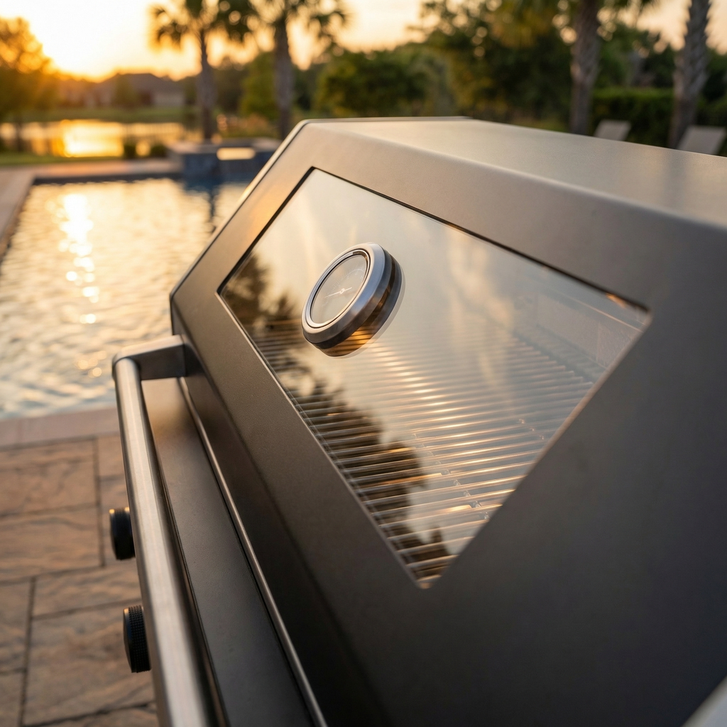 65" 4-Burner 72,000 BTU Black Outdoor Kitchen Island Grill + Round Side Burner