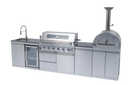 128" 120,000 BTU 6-Burner Outdoor Kitchen Island Grill with Pizza Oven