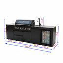 102" 6-Burner 85,000 BTU Black Outdoor Kitchen Island Grill + Refrigerator + Marble Countertops + Sink