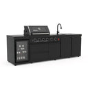 104" 4-Burner 72,000 BTU Black Outdoor Kitchen Bar Barbecue Island Grill + Wine Cooler + Sink