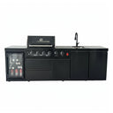 104" 4-Burner 72,000 BTU Black Outdoor Kitchen Bar Barbecue Island Grill + Wine Cooler + Sink