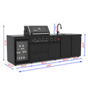 104" 4-Burner 72,000 BTU Black Outdoor Kitchen Bar Barbecue Island Grill + Wine Cooler + Sink