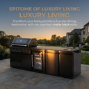 104" 4-Burner 72,000 BTU Black Outdoor Kitchen Bar Barbecue Island Grill + Wine Cooler + Sink