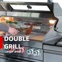 128" 120,000 BTU 6-Burner Outdoor Kitchen Island Grill with Pizza Oven