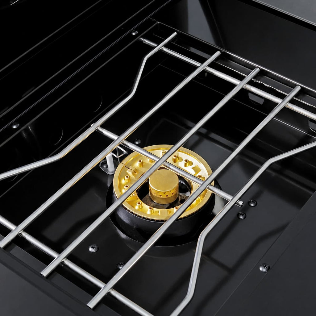 65" 4-Burner 72,000 BTU Black Outdoor Kitchen Island Grill Marble Countertops Wine Cooler