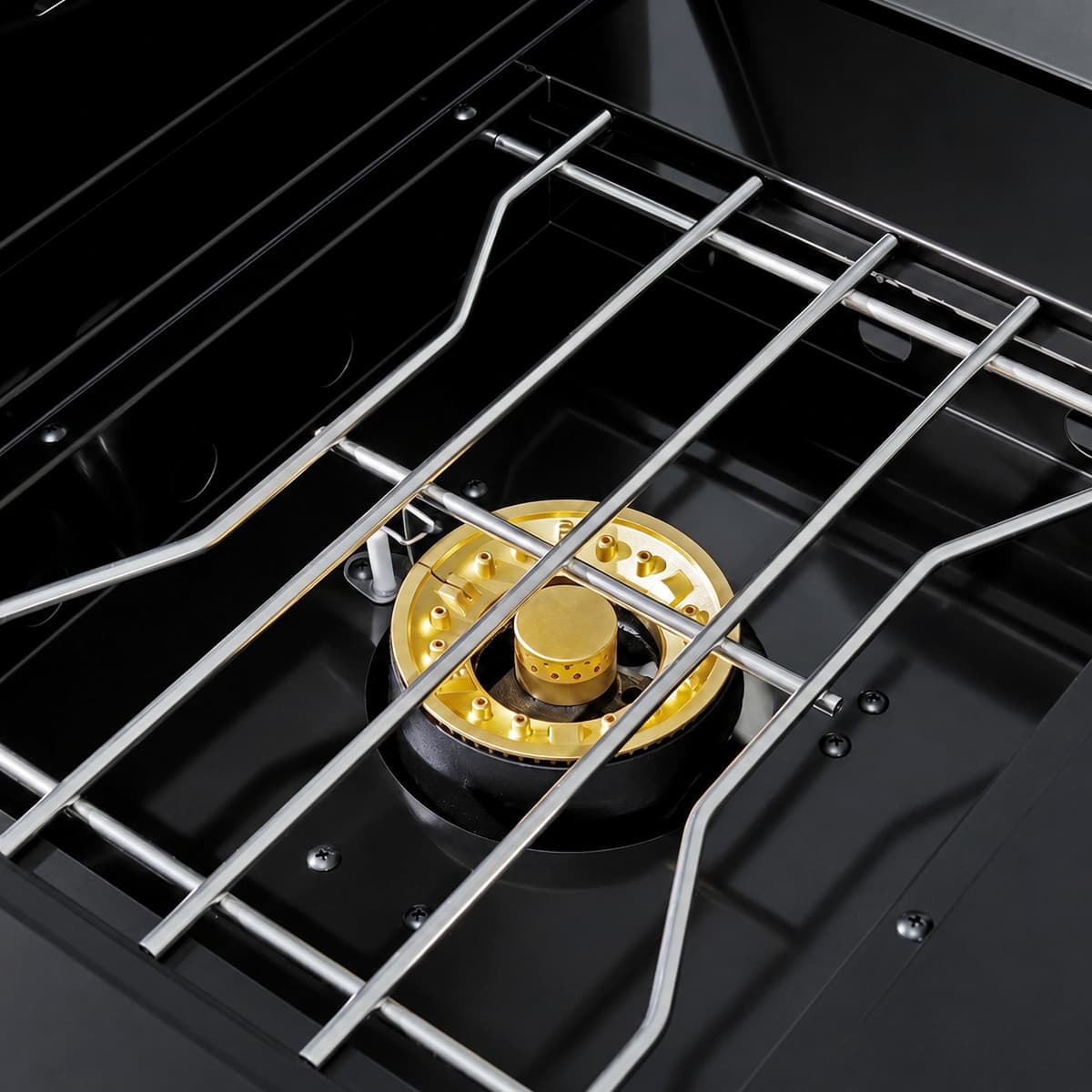 65" 4-Burner 72,000 BTU Black Outdoor Kitchen Island Grill + Round Side Burner
