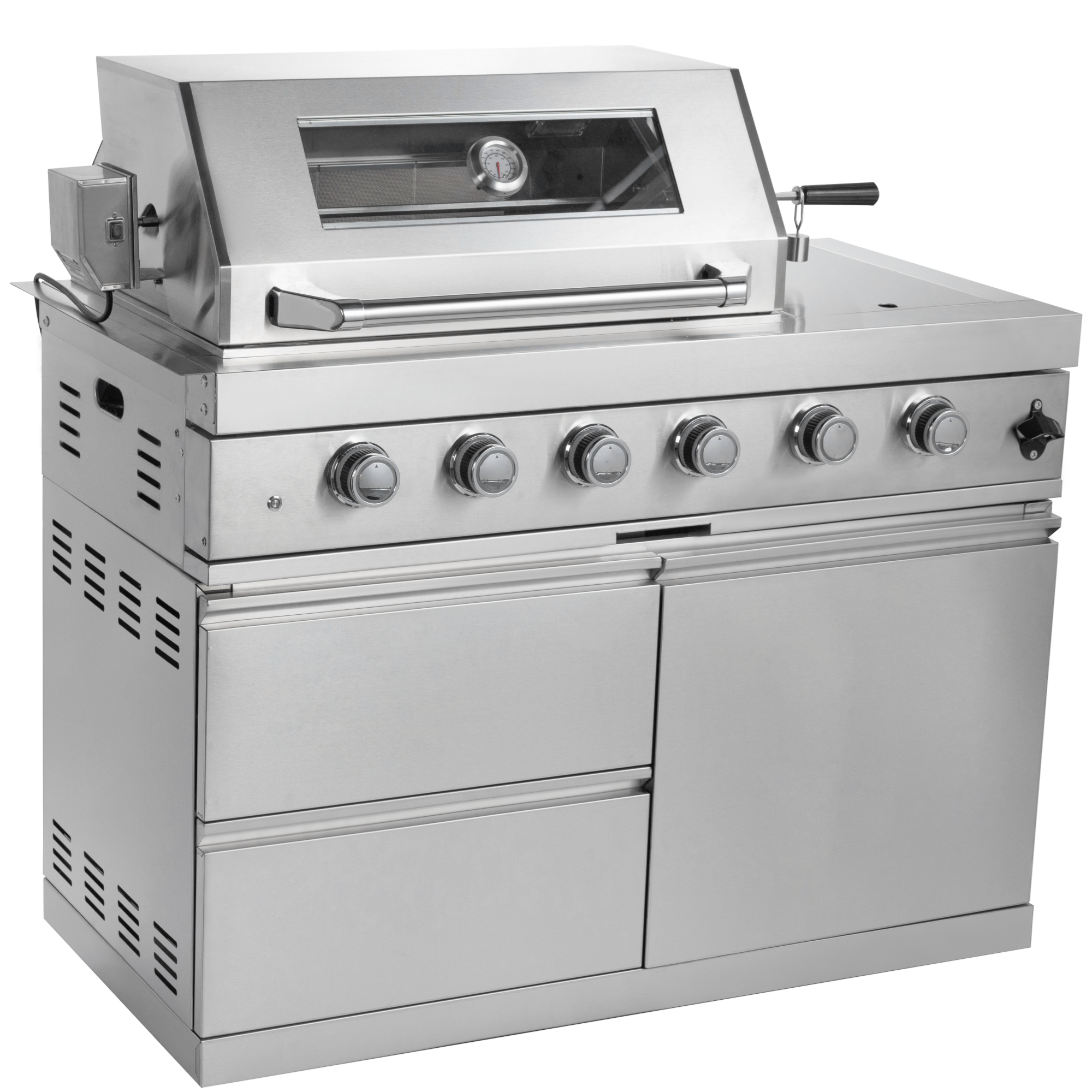 104" 4-Burner 72,000 BTU Silver Outdoor Kitchen Island Grill  with Storage Cabinets & Drawers