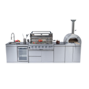 128" 120,000 BTU 6-Burner Outdoor Kitchen Island Grill with Pizza Oven
