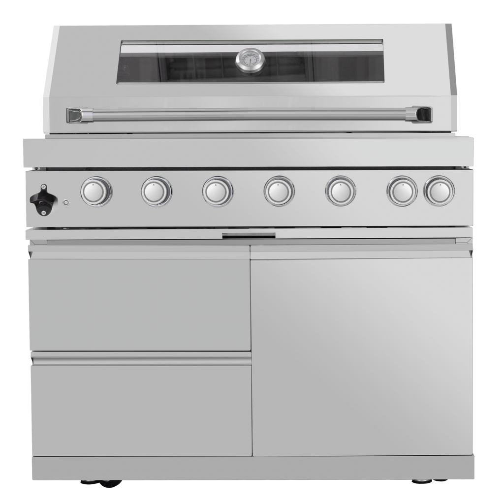 128" 120,000 BTU 6-Burner Outdoor Kitchen Island Grill with Pizza Oven