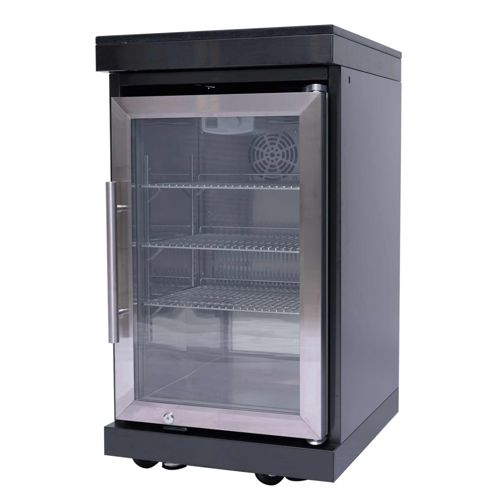 NG 85" 6-Burner 85,000 BTU Black Outdoor Kitchen Island Grill Refrigerator + Rotisserie Kit + Sink