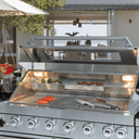 104" 4-Burner 72,000 BTU Silver Outdoor Kitchen Island Grill  with Storage Cabinets & Drawers