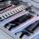 102" 6-Burner 85,000 BTU Black Outdoor Kitchen Island Grill + Refrigerator + Marble Countertops + Sink