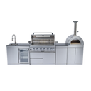 128" 120,000 BTU 6-Burner Outdoor Kitchen Island Grill with Pizza Oven