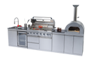 128" 120,000 BTU 6-Burner Outdoor Kitchen Island Grill with Pizza Oven
