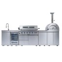 128" 120,000 BTU 6-Burner Outdoor Kitchen Island Grill with Pizza Oven