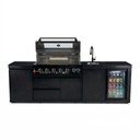 102" 6-Burner 85,000 BTU Black Outdoor Kitchen Island Grill + Refrigerator + Marble Countertops + Sink