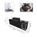 115" 6-Burner 85,000 Black Outdoor Kitchen Island Grill Rotisserie kit