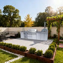 128" 120,000 BTU 6-Burner Outdoor Kitchen Island Grill with Pizza Oven