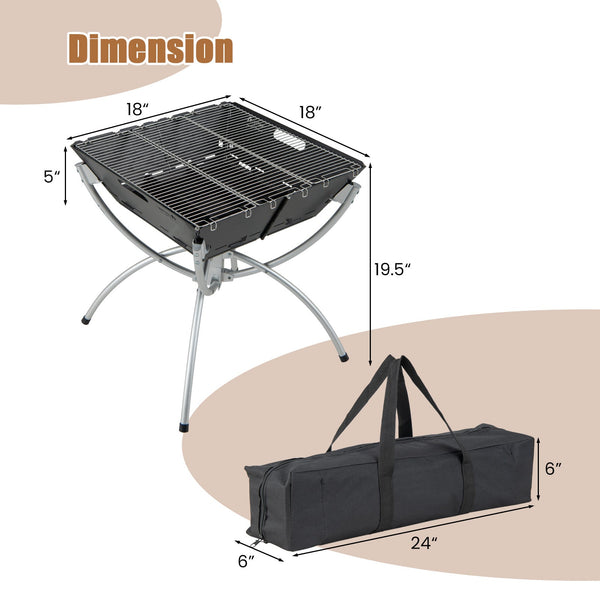 3-in-1 Camping Campfire Grill with Stainless Steel Grills Carrying Bag & Gloves