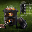 3-in-1 Charcoal Smoker Grill BBQ Fire Pit Portable Outdoor Camping Grill