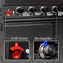 104" 4-Burner 72,000 BTU Black Outdoor Kitchen Bar Barbecue Island Grill + Wine Cooler + Sink