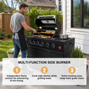 104" 4-Burner 72,000 BTU Black Outdoor Kitchen Bar Barbecue Island Grill + Wine Cooler + Sink