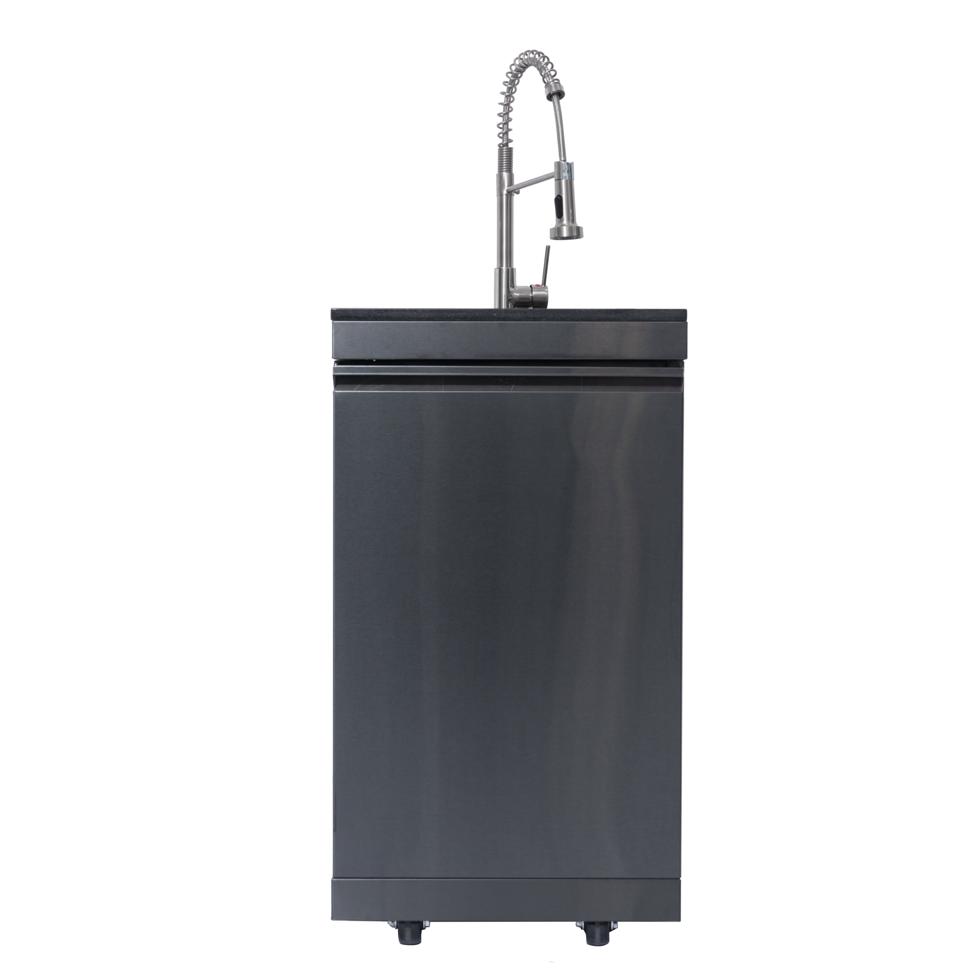 NG 85" 6-Burner 85,000 BTU Black Outdoor Kitchen Island Grill Refrigerator + Rotisserie Kit + Sink