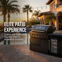 104" 4-Burner 72,000 BTU Black Outdoor Kitchen Bar Barbecue Island Grill + Wine Cooler + Sink