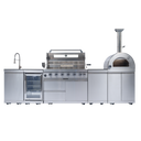 128" 120,000 BTU 6-Burner Outdoor Kitchen Island Grill with Pizza Oven