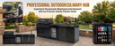 104" 4-Burner 72,000 BTU Black Outdoor Kitchen Bar Barbecue Island Grill + Wine Cooler + Sink