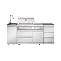 83.3" 4+1 Burner 71,500 BTU Silver Outdoor Kitchen Island Grill with Sink