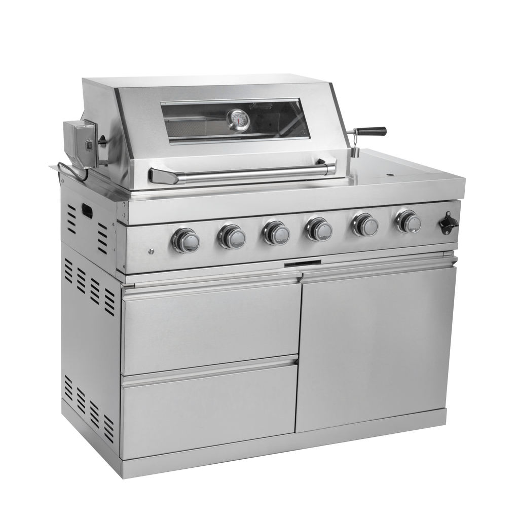 125" 10,8000 BTU 4-Burner Outdoor Kitchen Island Grill with Pizza Oven