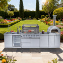 128" 120,000 BTU 6-Burner Outdoor Kitchen Island Grill with Pizza Oven