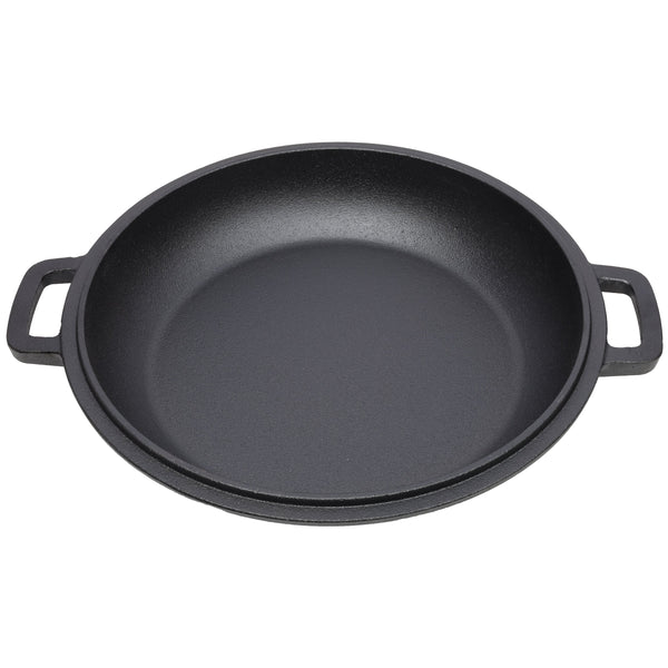 2 in 1 Pre-Seasoned Cast Iron Dutch Oven With Dual Handles, Outdoor Camping Deep Pot for Camping Fireplace Cooking BBQ Baking Campfire, 5 Quart.With 1pc Iron Pot Rack.