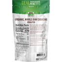 NOW Real Food Organic Whole Raw Cashews, Unsalted