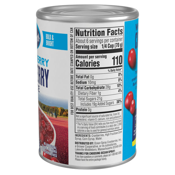 Ocean Spray Whole Cranberry Sauce, Canned Side Dish